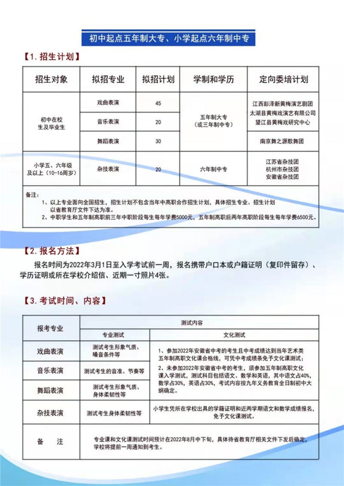 安徽黃梅戲藝術職業(yè)學院－2022年招生簡