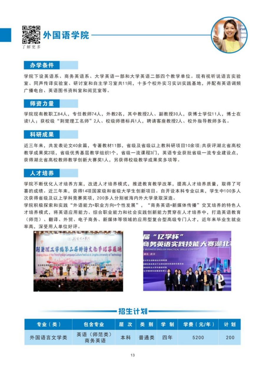 荊楚理工學(xué)院－2024年招生簡章